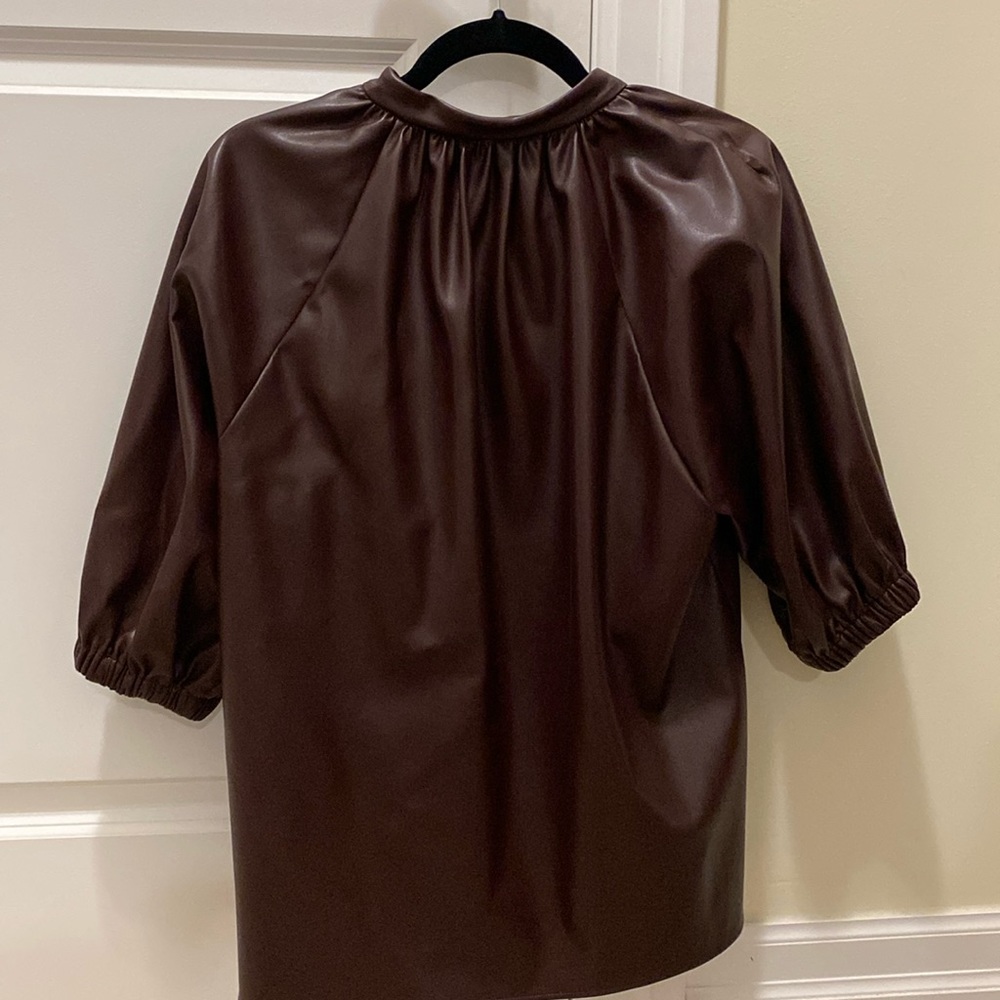 Zara pleather 3/4 sleeve top